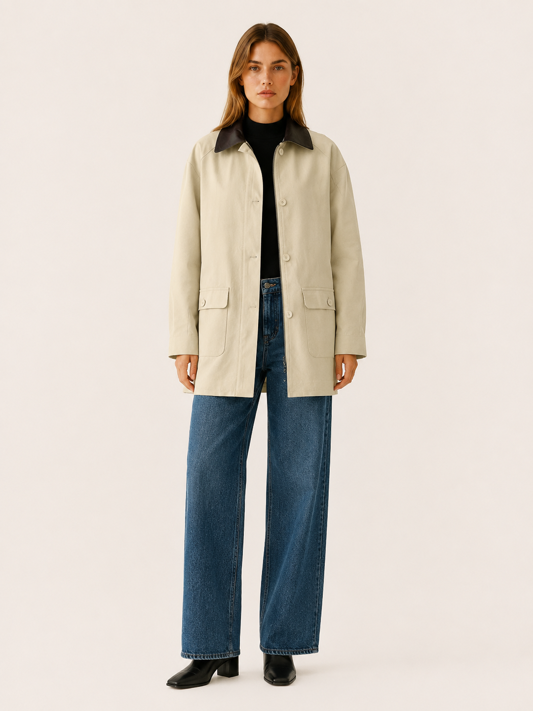Aurelia | Barn Jacket with Contrast Collar - ginlerie 0