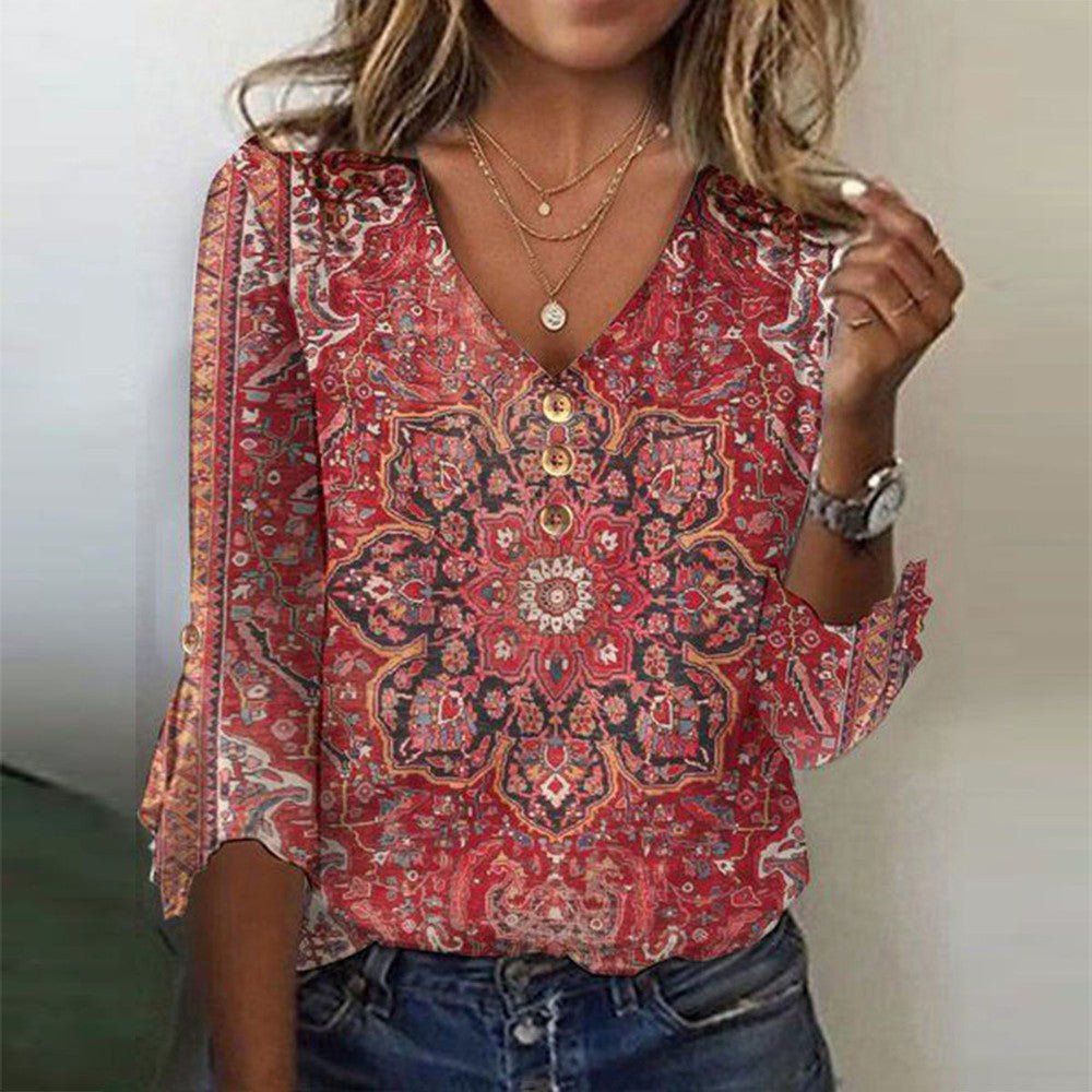 Aurora | Bohemian Print Blouse - ginlerie 0