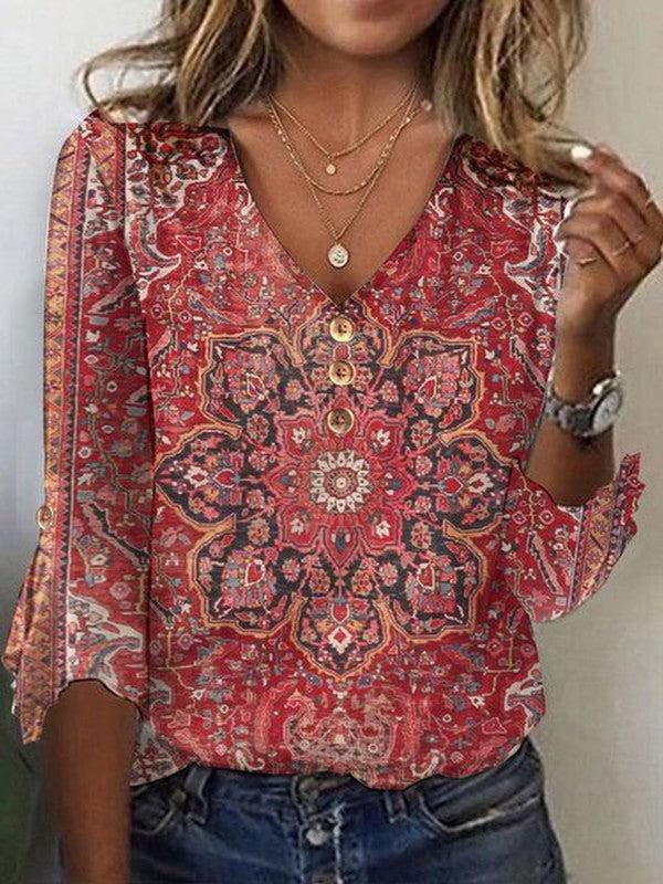 Aurora | Bohemian Print Blouse - ginlerie 1