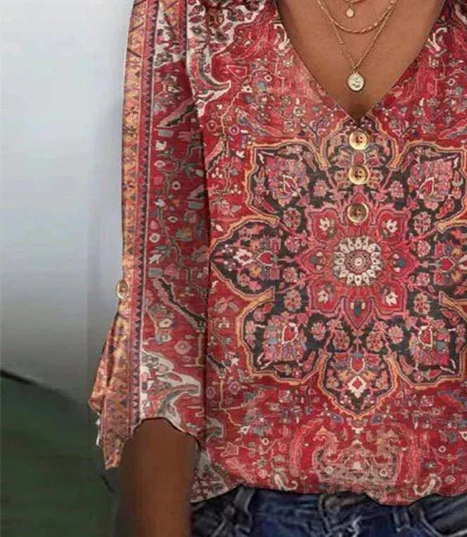 Aurora | Bohemian Print Blouse - ginlerie 3