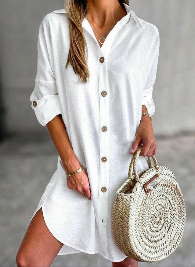 Cassy | Button-Up Shirt Dress - ginlerie 0