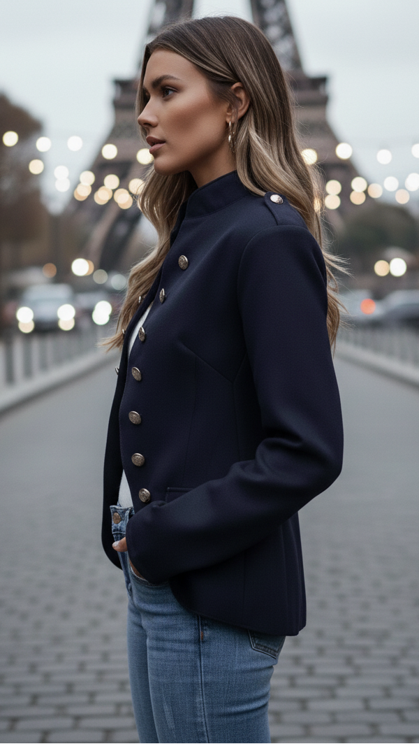 Casual Velvet Blazer with Gold Buttons – Deep Burgundy Tailored Jacket 2