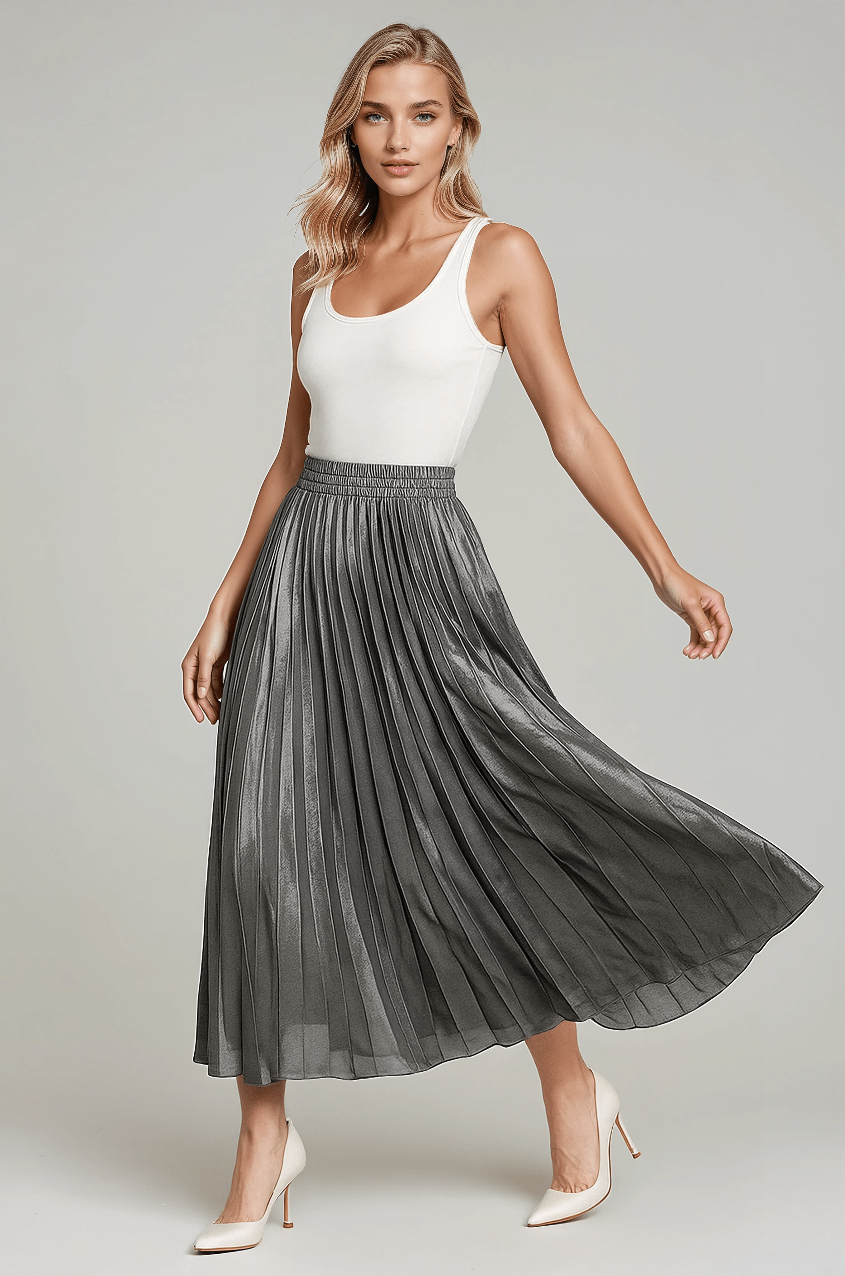 Celeste | Elegant Pleated Maxi Skirt - ginlerie 1