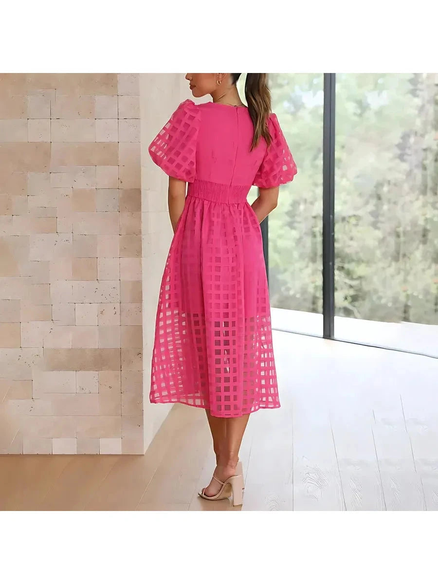 Cindy | Classic Patterned Midi Dress - ginlerie 3