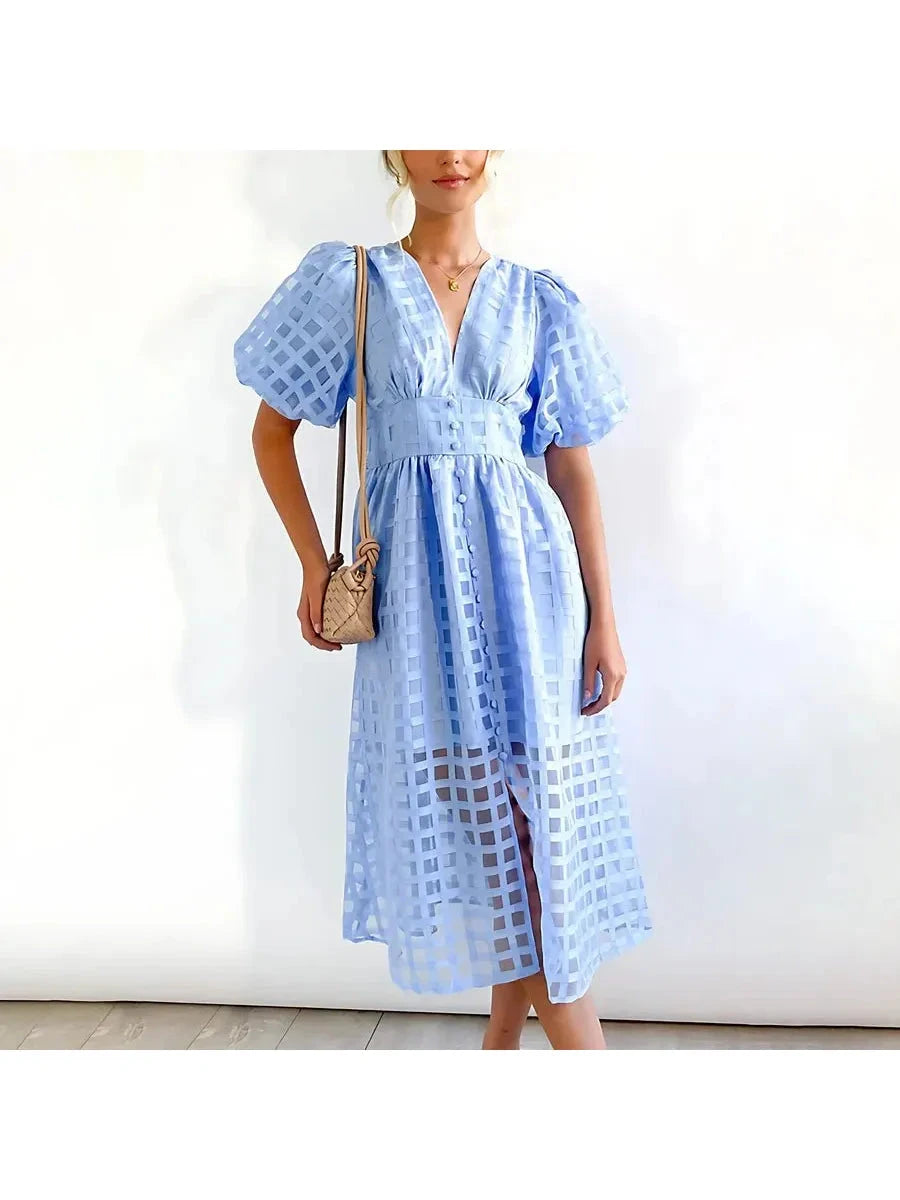 Cindy | Classic Patterned Midi Dress - ginlerie 5