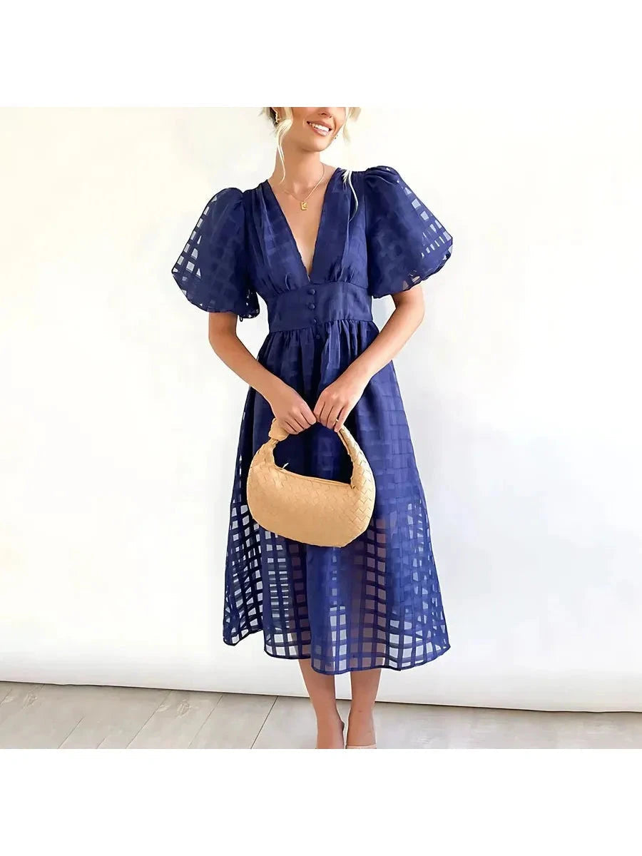 Cindy | Classic Patterned Midi Dress - ginlerie 6