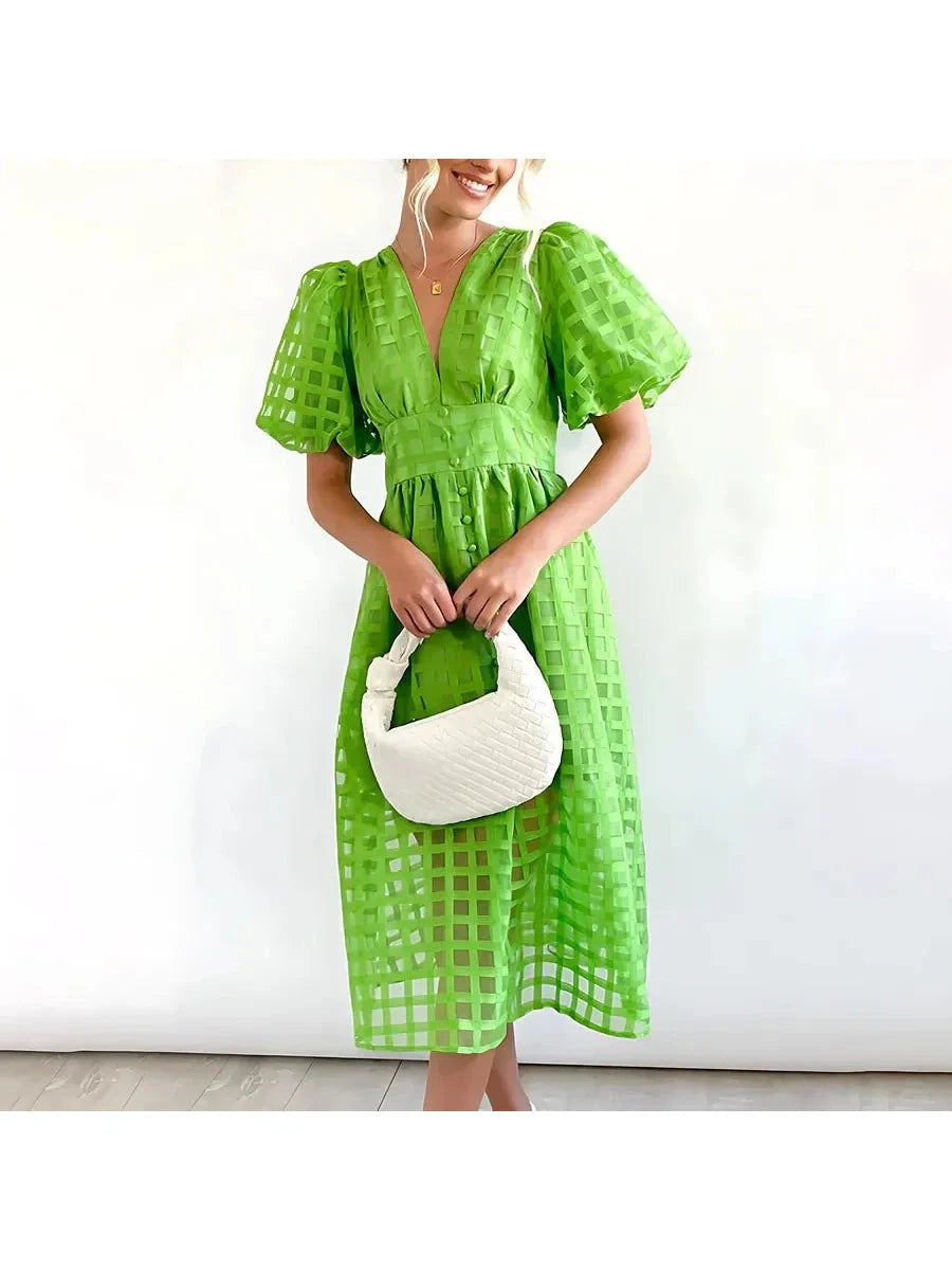 Cindy | Classic Patterned Midi Dress - ginlerie 7
