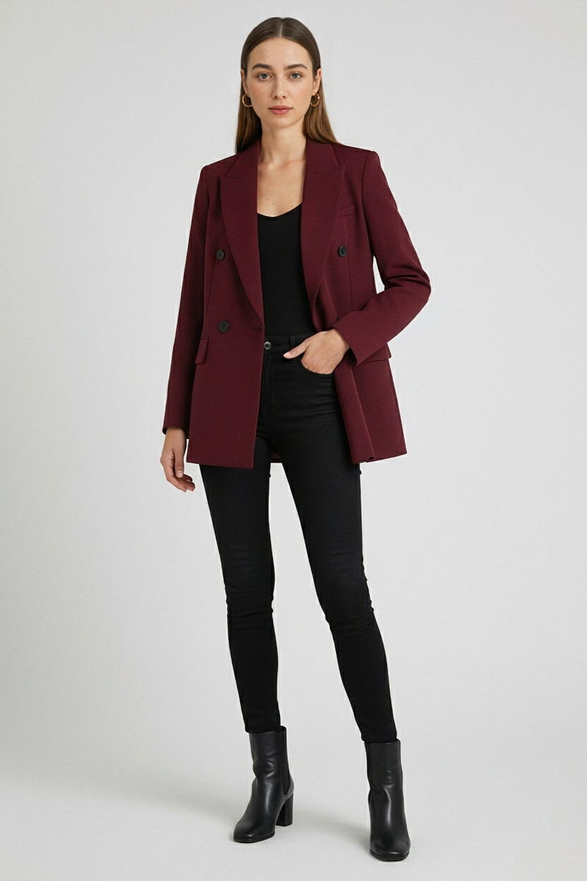 Clara | Elegant Burgundy Blazer - ginlerie 2