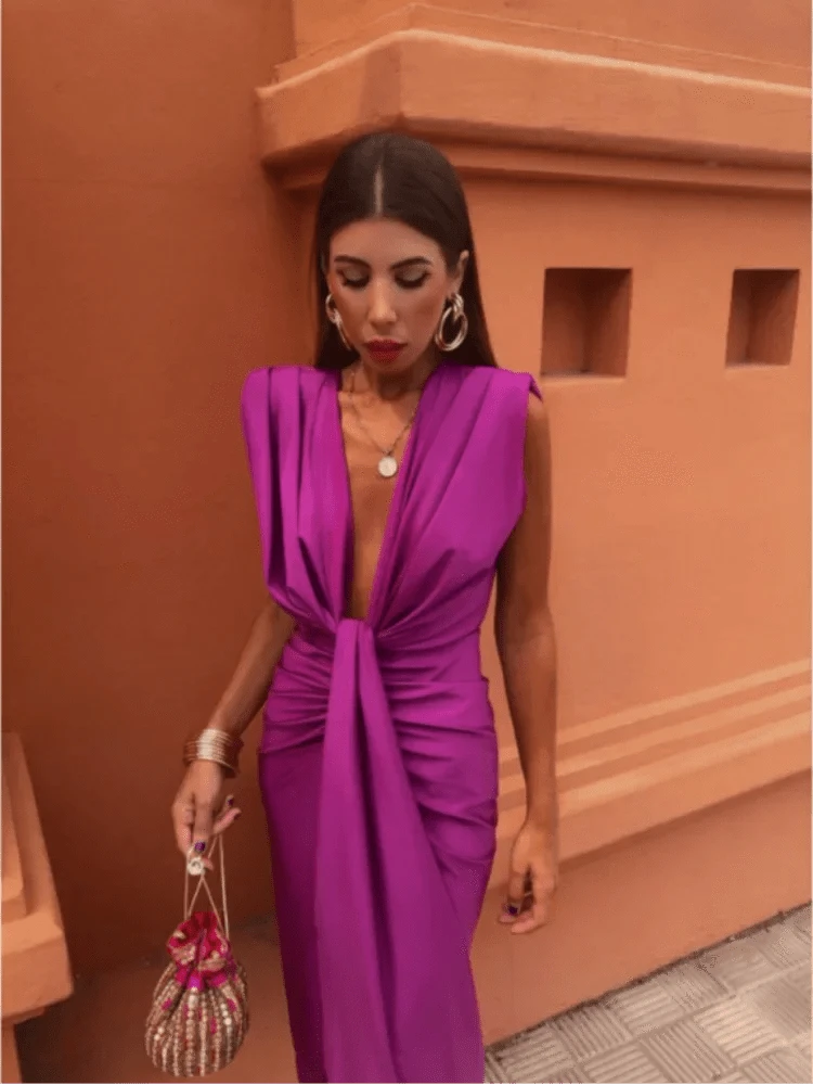 Clara | Elegant Pleated Wedding Guest Dress - ginlerie 4