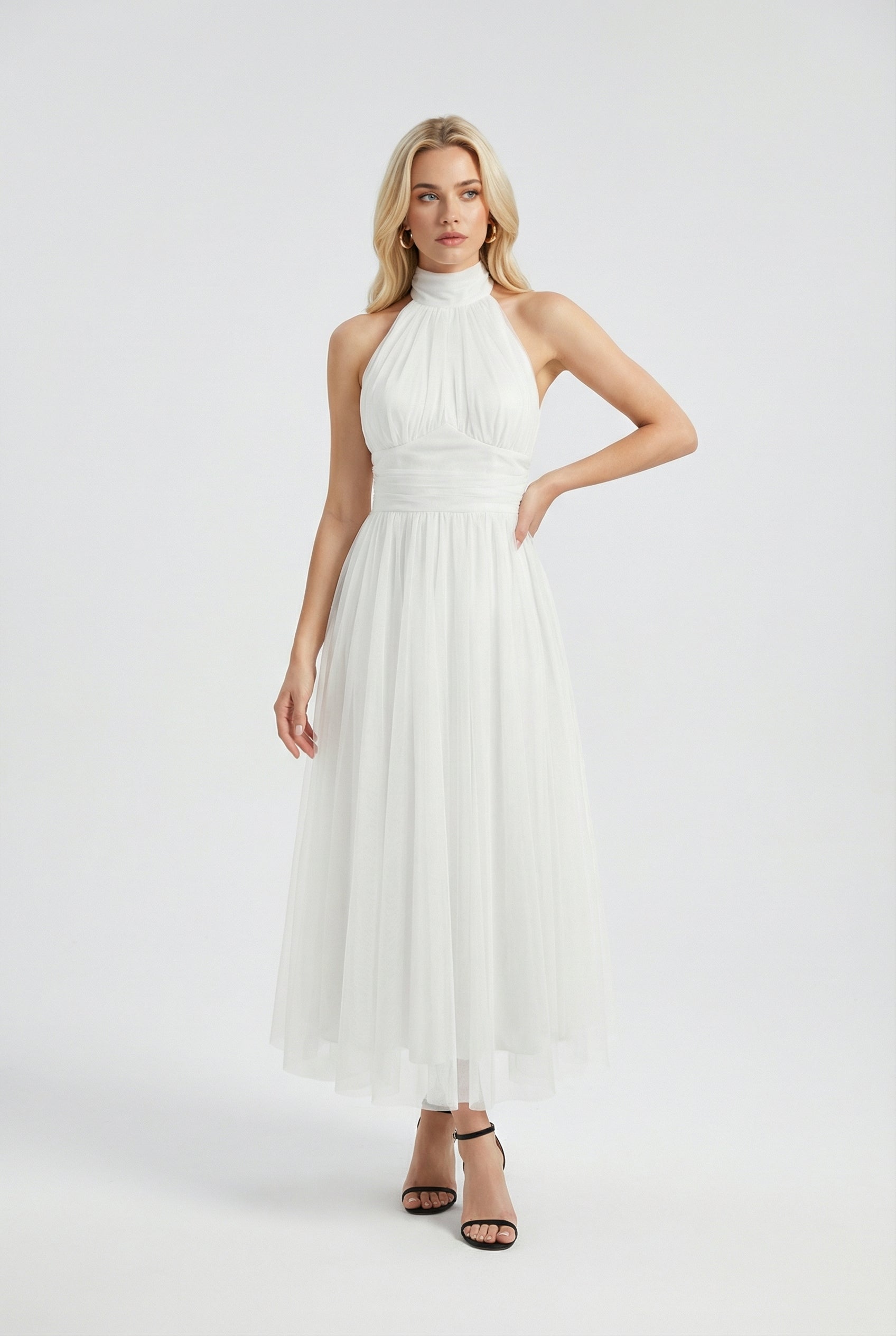 Clara | Halter Neck Midi Dress - ginlerie 2