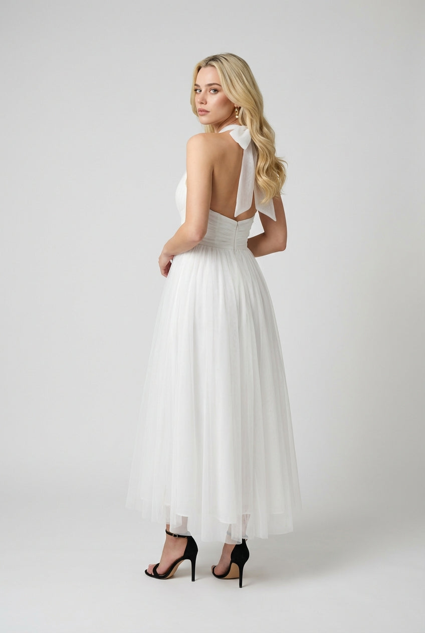 Clara | Halter Neck Midi Dress - ginlerie 3