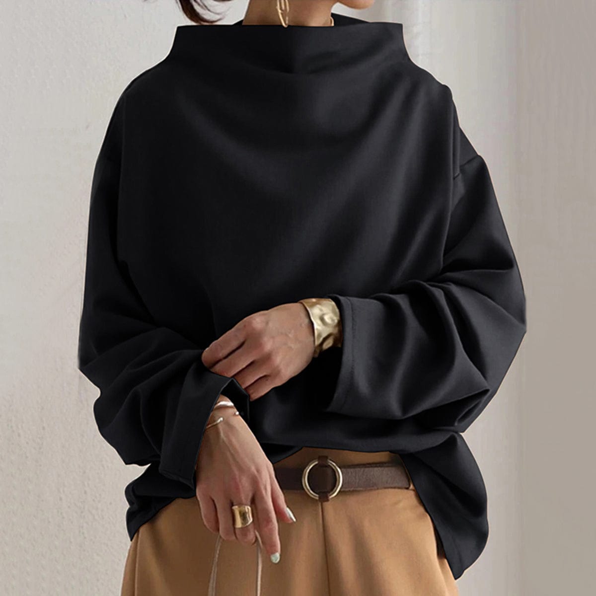 Clara | High-Neck Long Sleeve Top - ginlerie 0