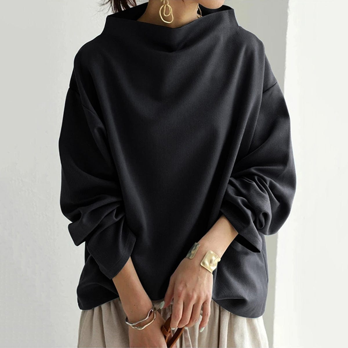 Clara | High-Neck Long Sleeve Top - ginlerie 3