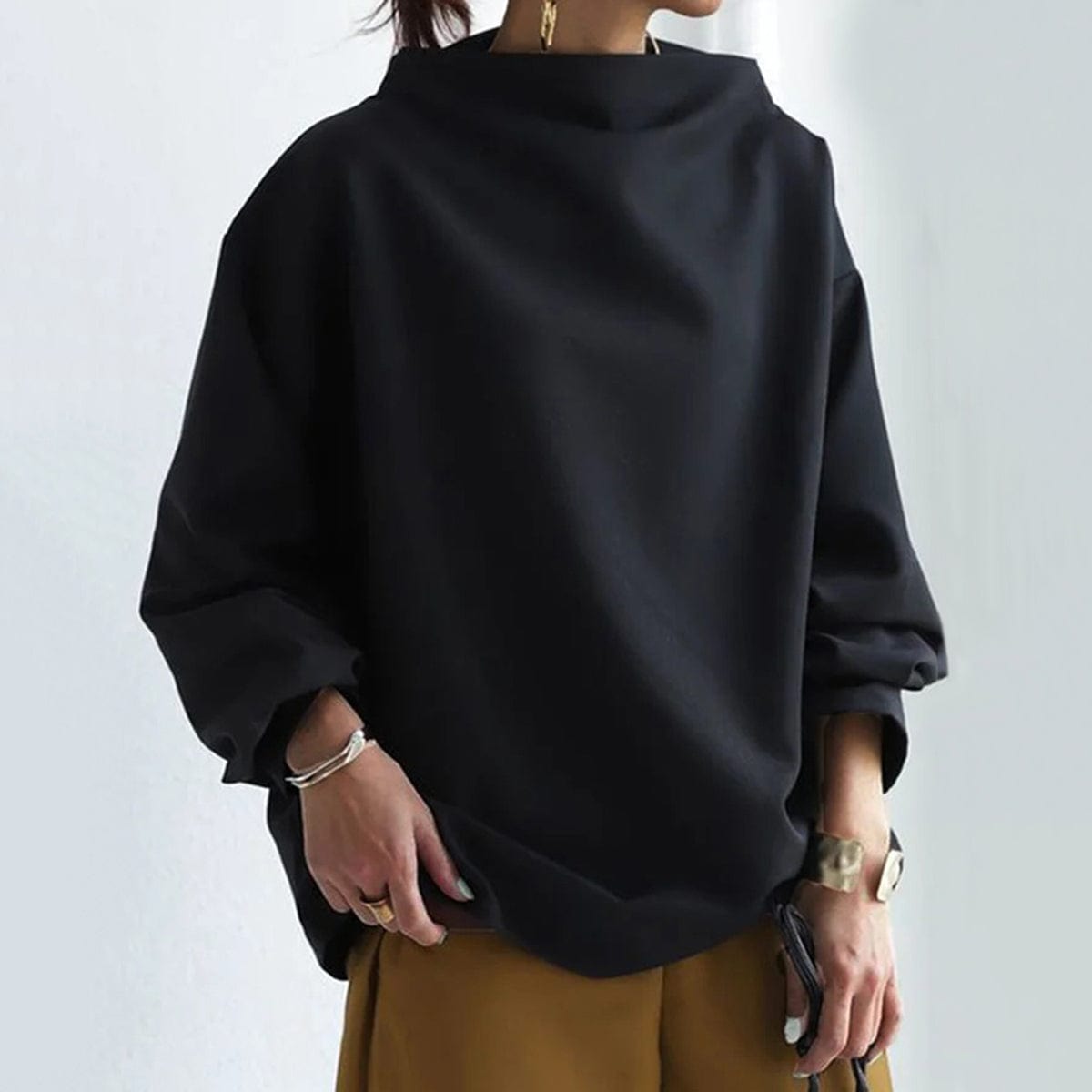 Clara | High-Neck Long Sleeve Top - ginlerie 5