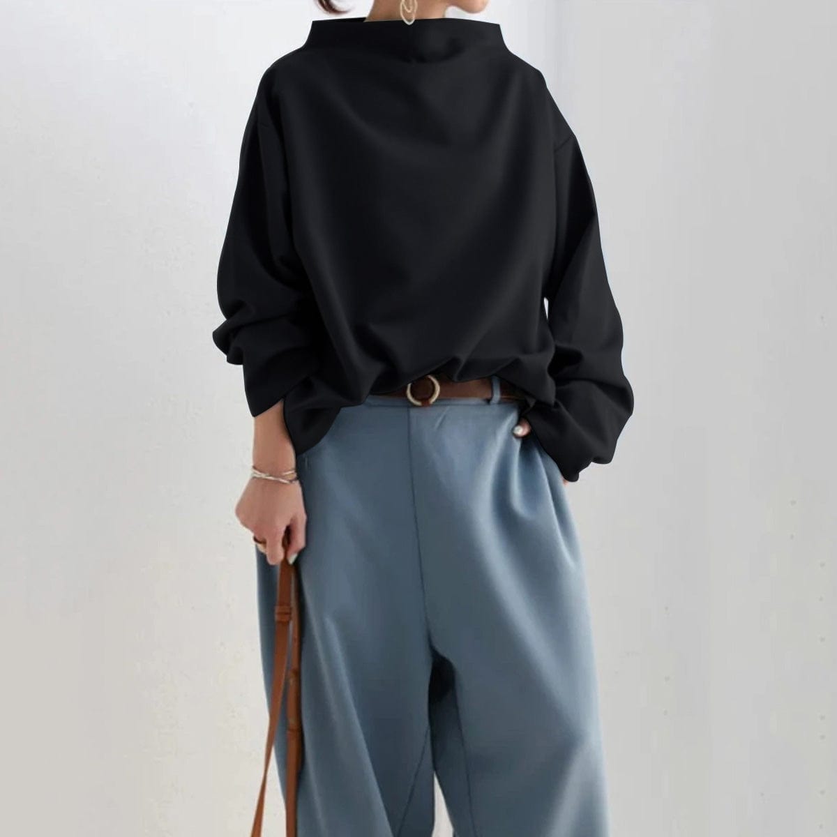 Clara | High-Neck Long Sleeve Top - ginlerie 6