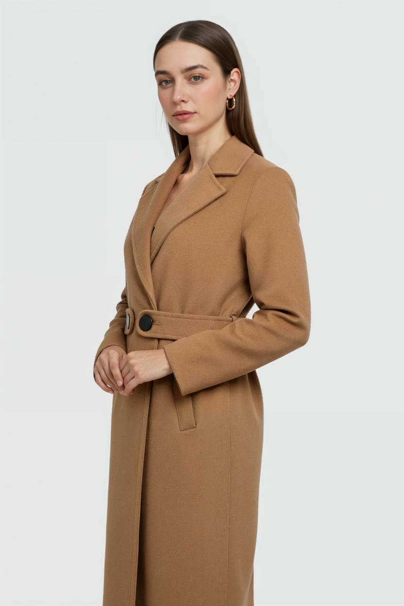 Clara | Mid-Length Brown Coat - ginlerie 1