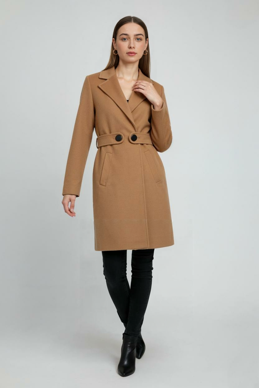 Clara | Mid-Length Brown Coat - ginlerie 2