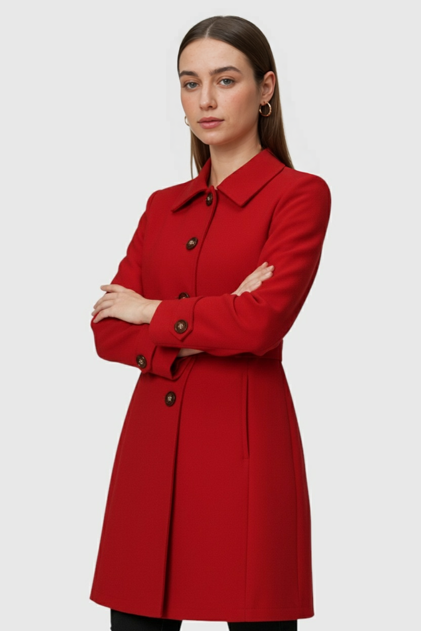 Clara | Mid-Length Red Coat - ginlerie 1