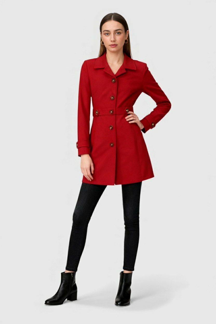 Clara | Mid-Length Red Coat - ginlerie 2