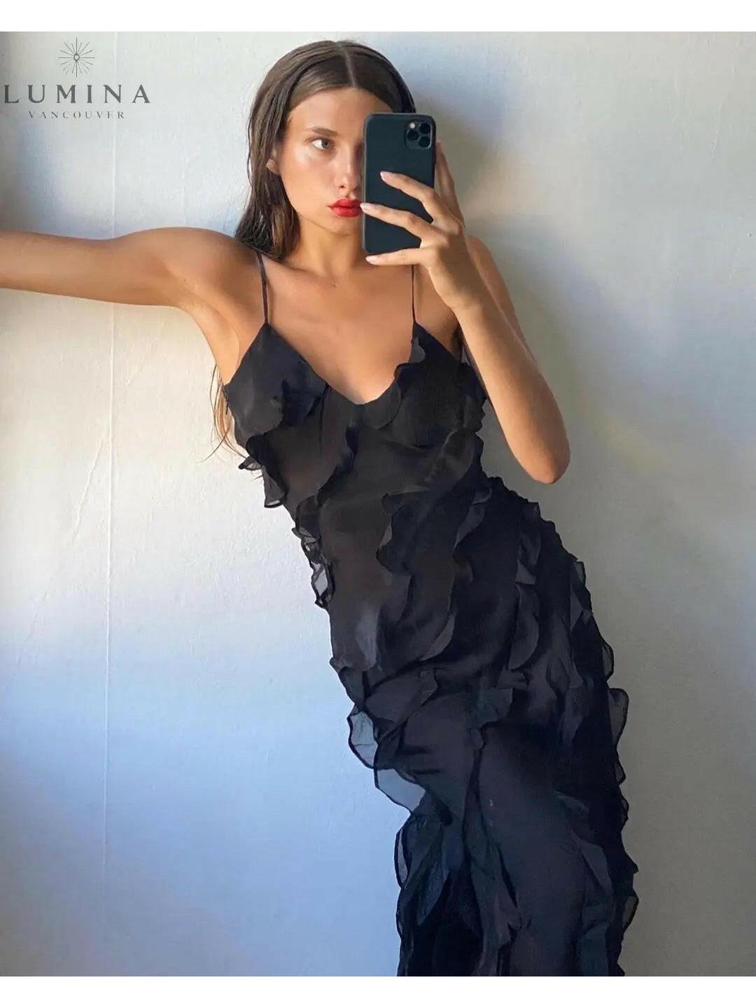 Clara | Ruffled Floral Maxi Dress - ginlerie 5