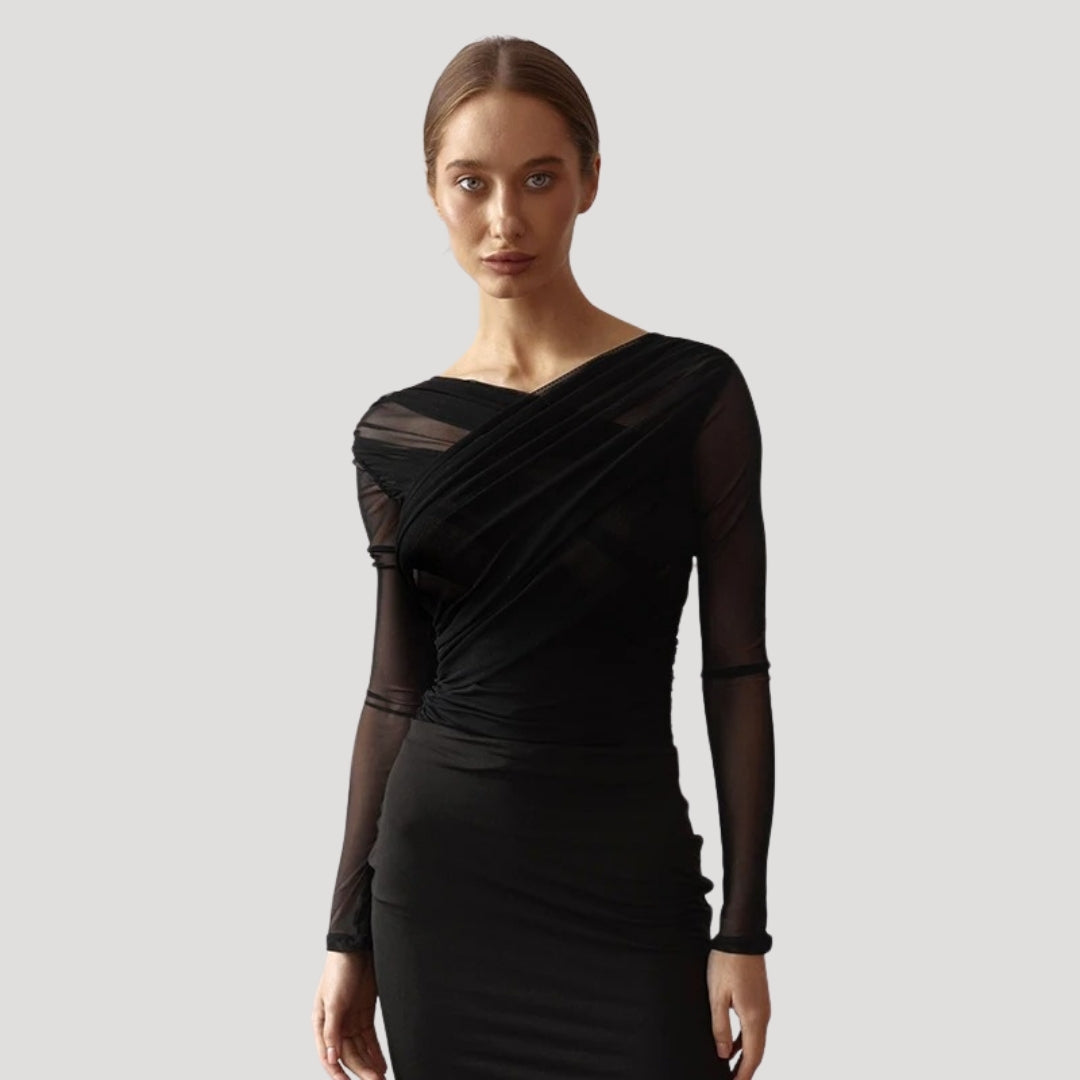 Clara | Sheer Wrap Going Out Top - ginlerie 2