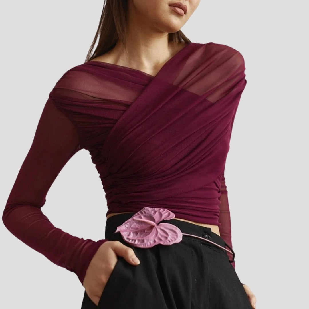 Clara | Sheer Wrap Going Out Top - ginlerie 3