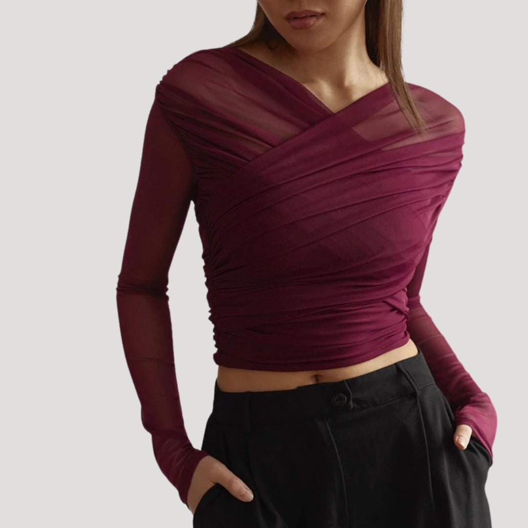 Clara | Sheer Wrap Going Out Top - ginlerie 4