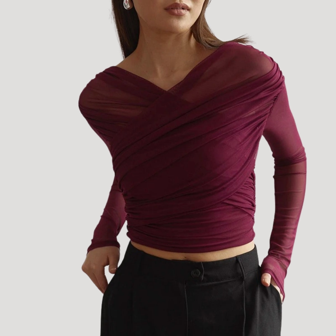 Clara | Sheer Wrap Going Out Top - ginlerie 5