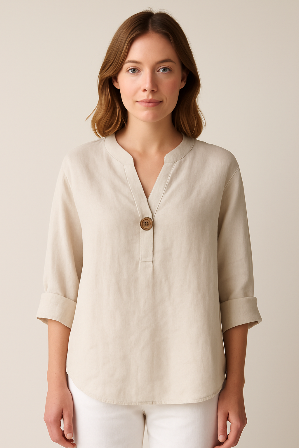 Clara | V-Neck Button Detail Blouse - ginlerie 0