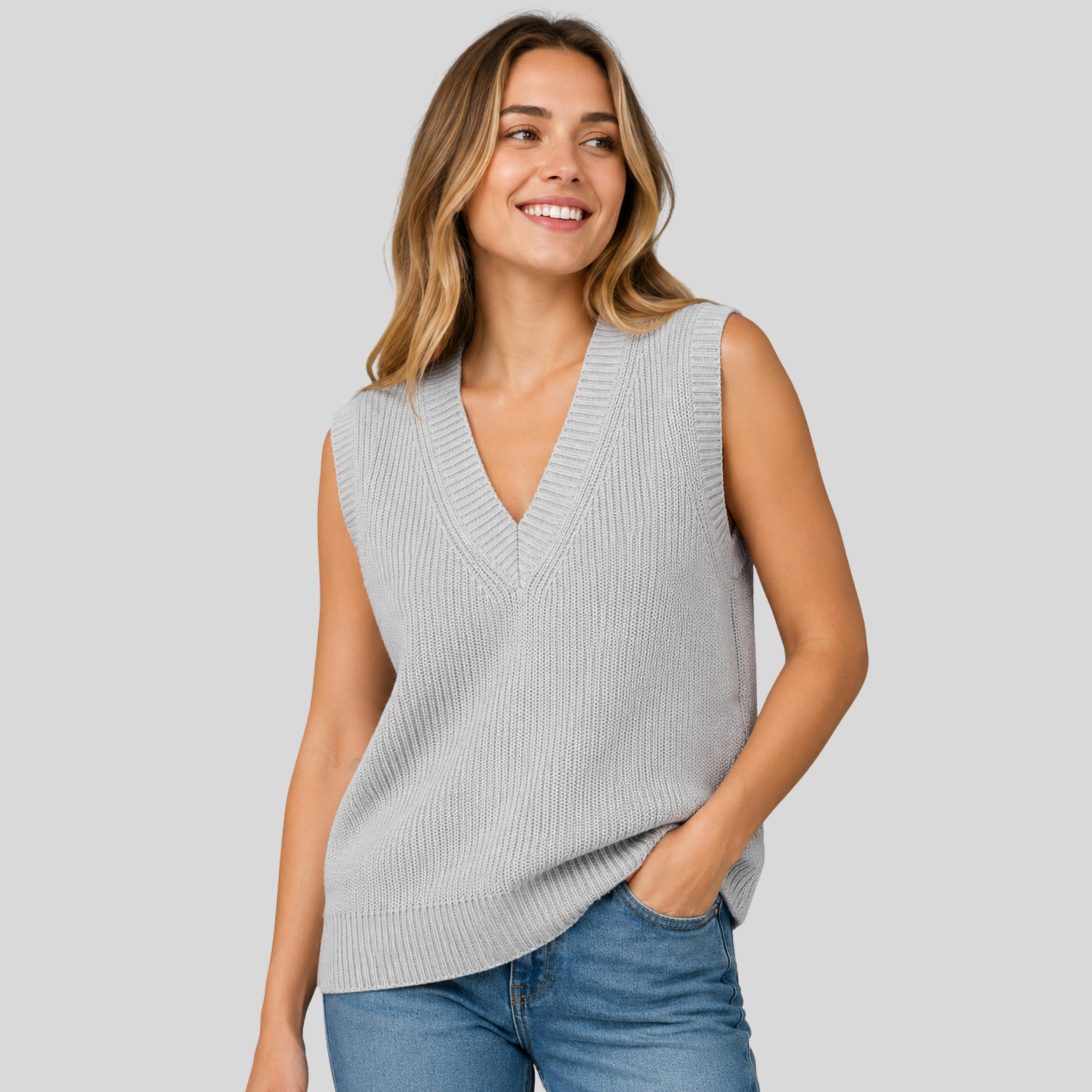 Clara | V-Neck Knit Vest - ginlerie 2