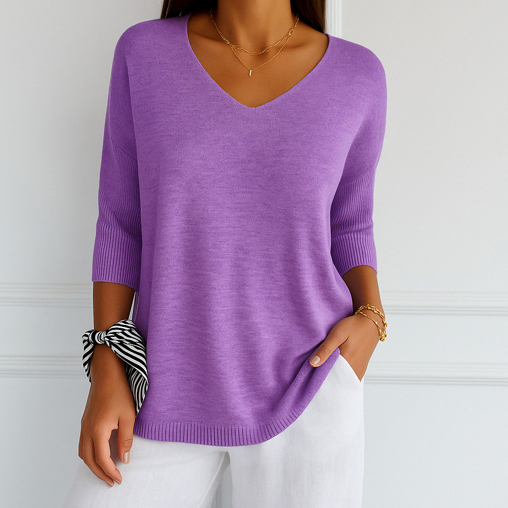 Clara | V Neck Short Sleeve Sweater - ginlerie 6