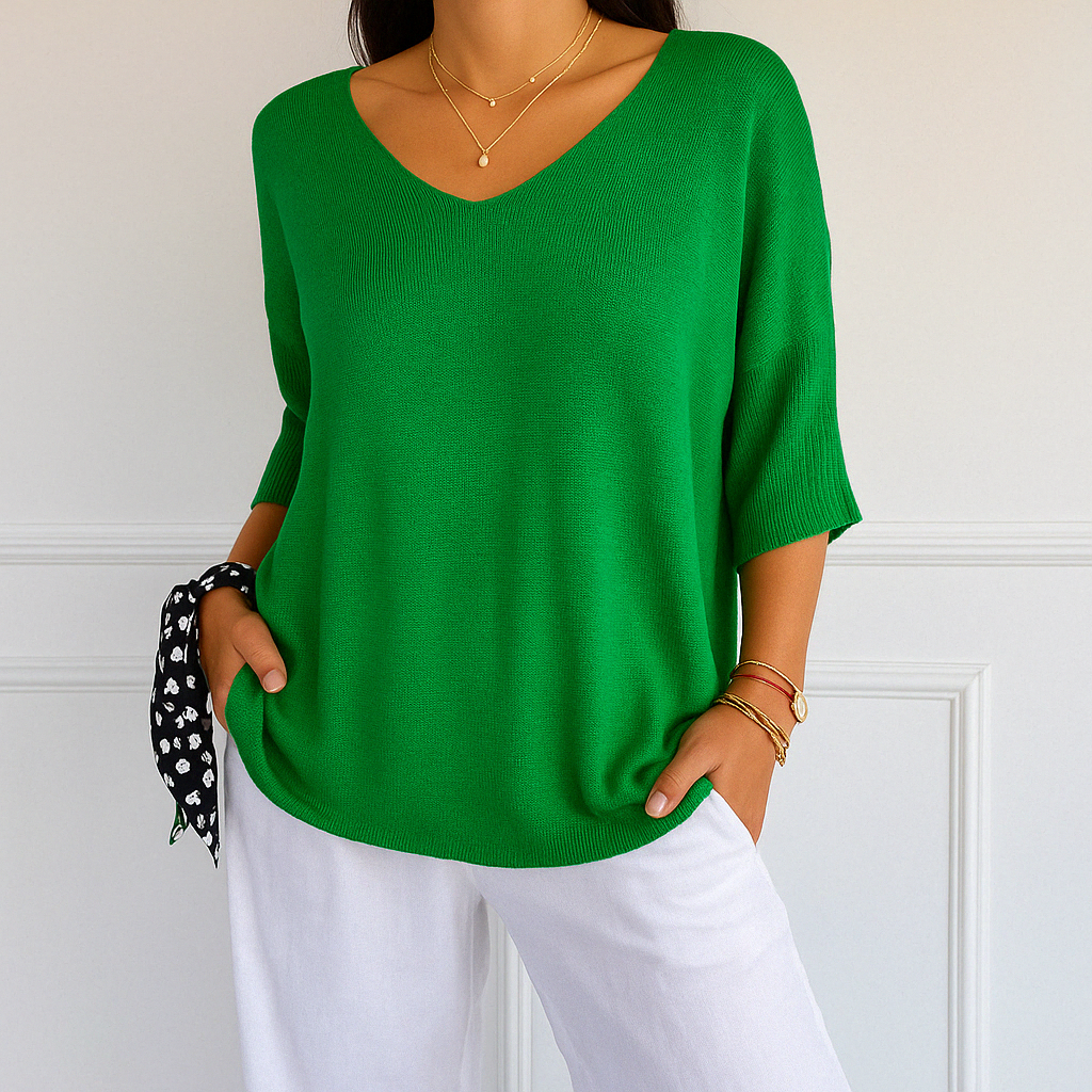 Clara | V Neck Short Sleeve Sweater - ginlerie 9