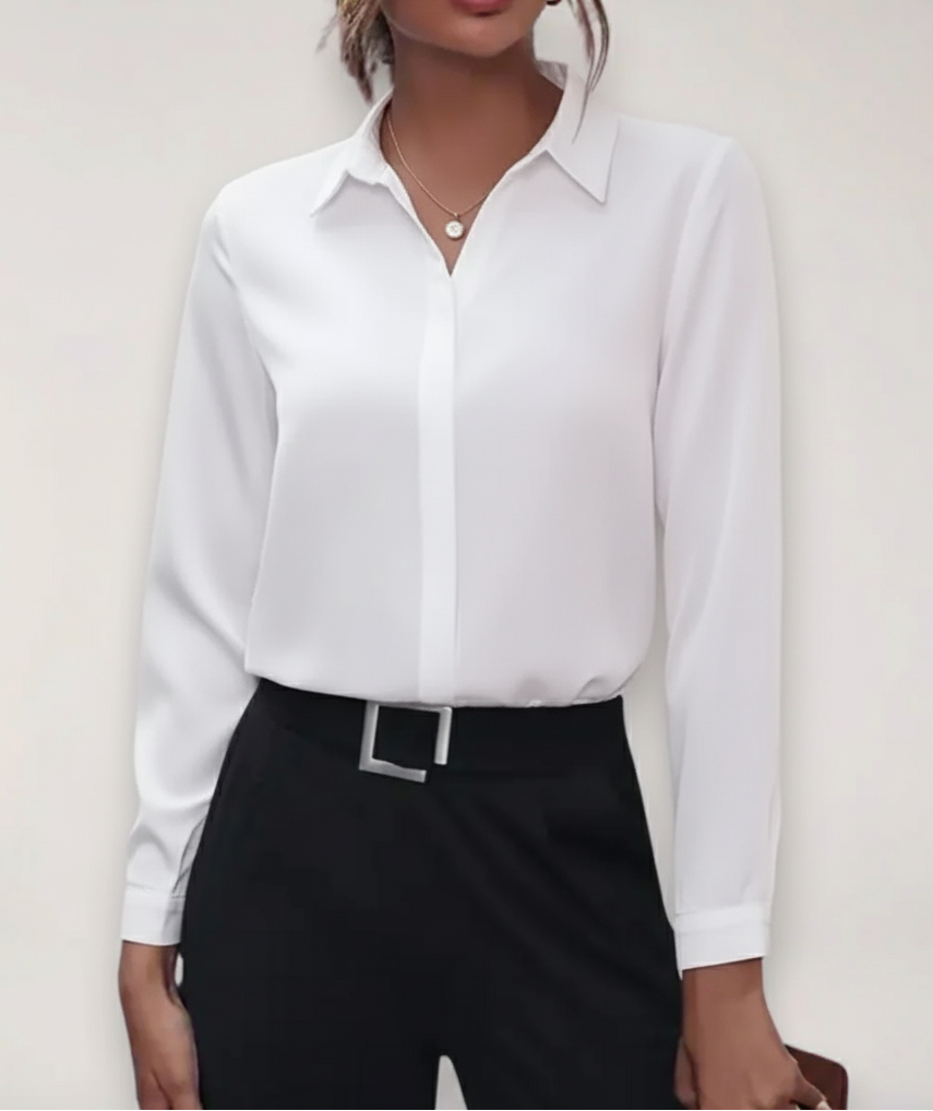 Clara | White Buttoned Blouse - ginlerie 1