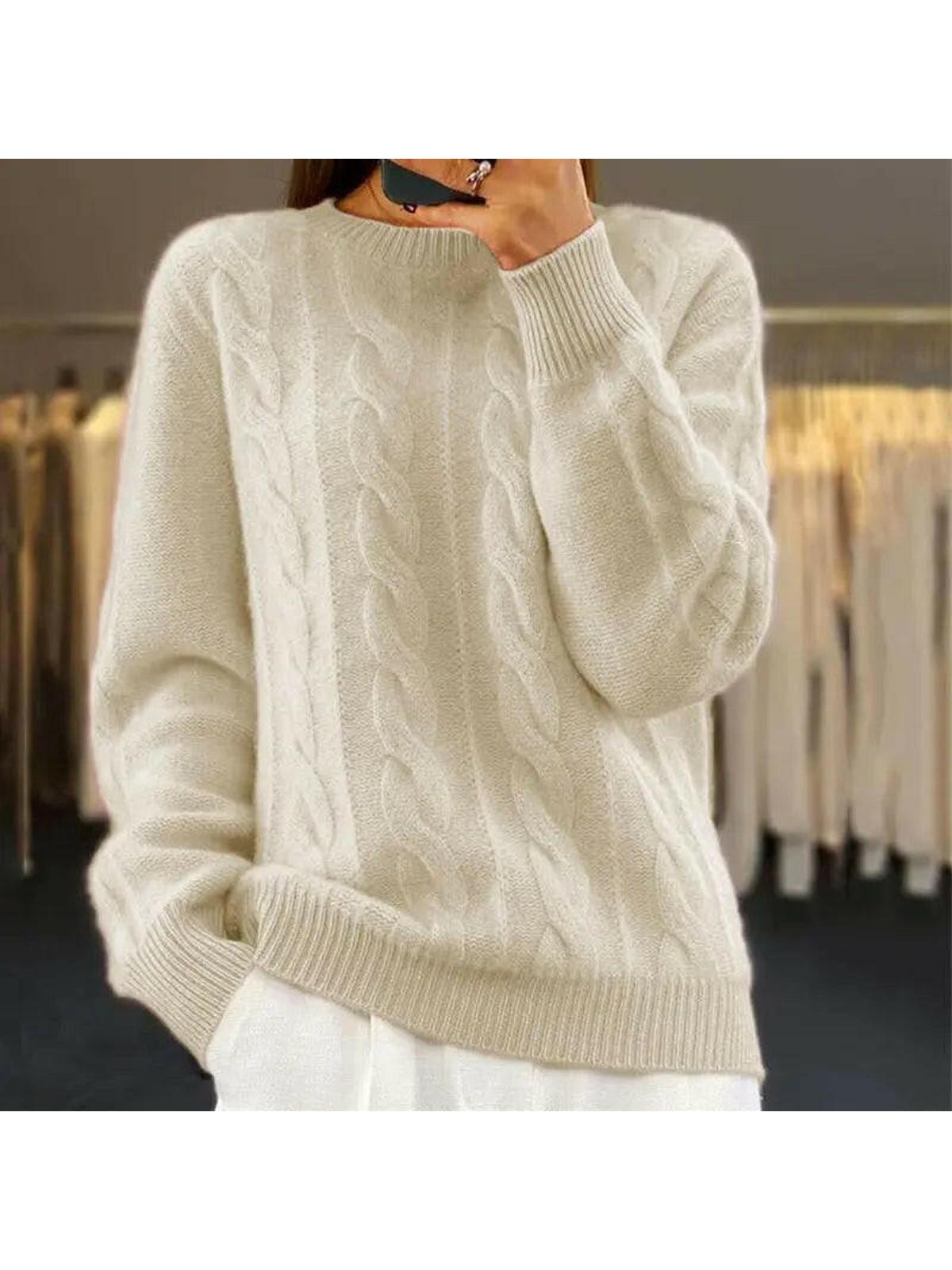 Elegant Cotton-Blend Sweater for Women – Versatile Loose Fit Knit Top with Subtle Sleeve Details 0