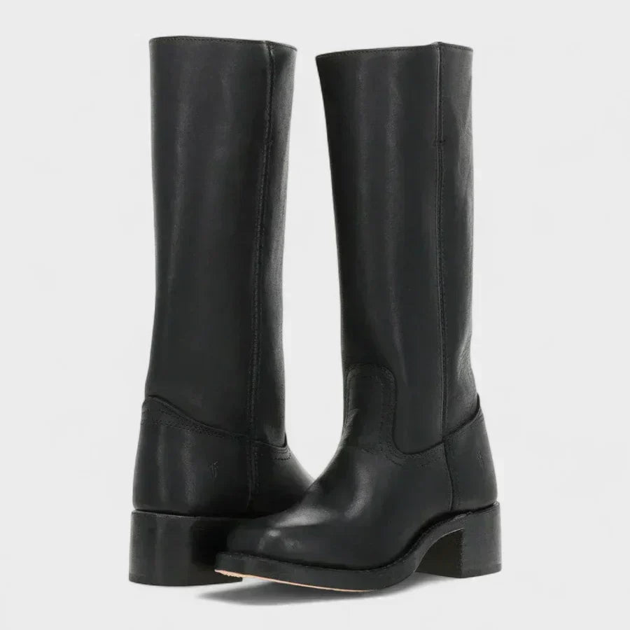 Elena | Black Knee High Boots - ginlerie 0