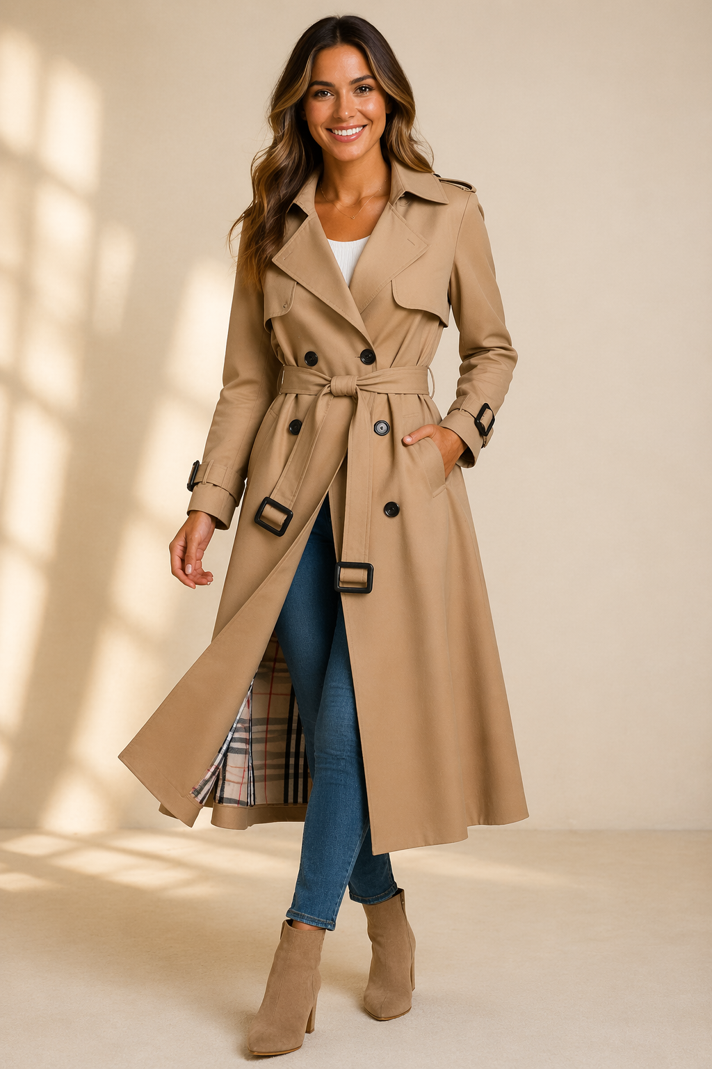 Elena | Black Trench Coat - ginlerie 1