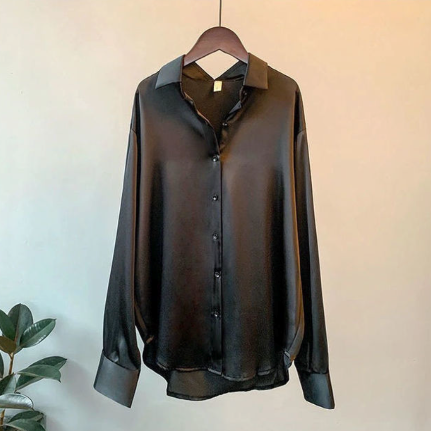 Elena | Button Down Satin Blouse - ginlerie 2