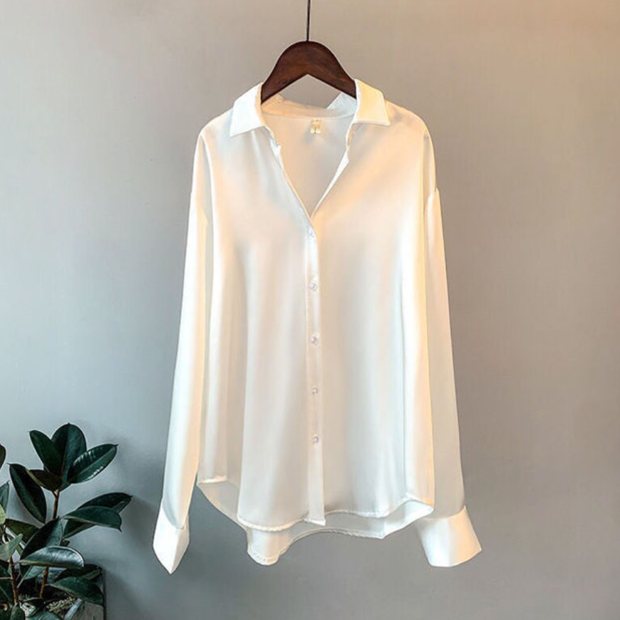 Elena | Button Down Satin Blouse - ginlerie 3