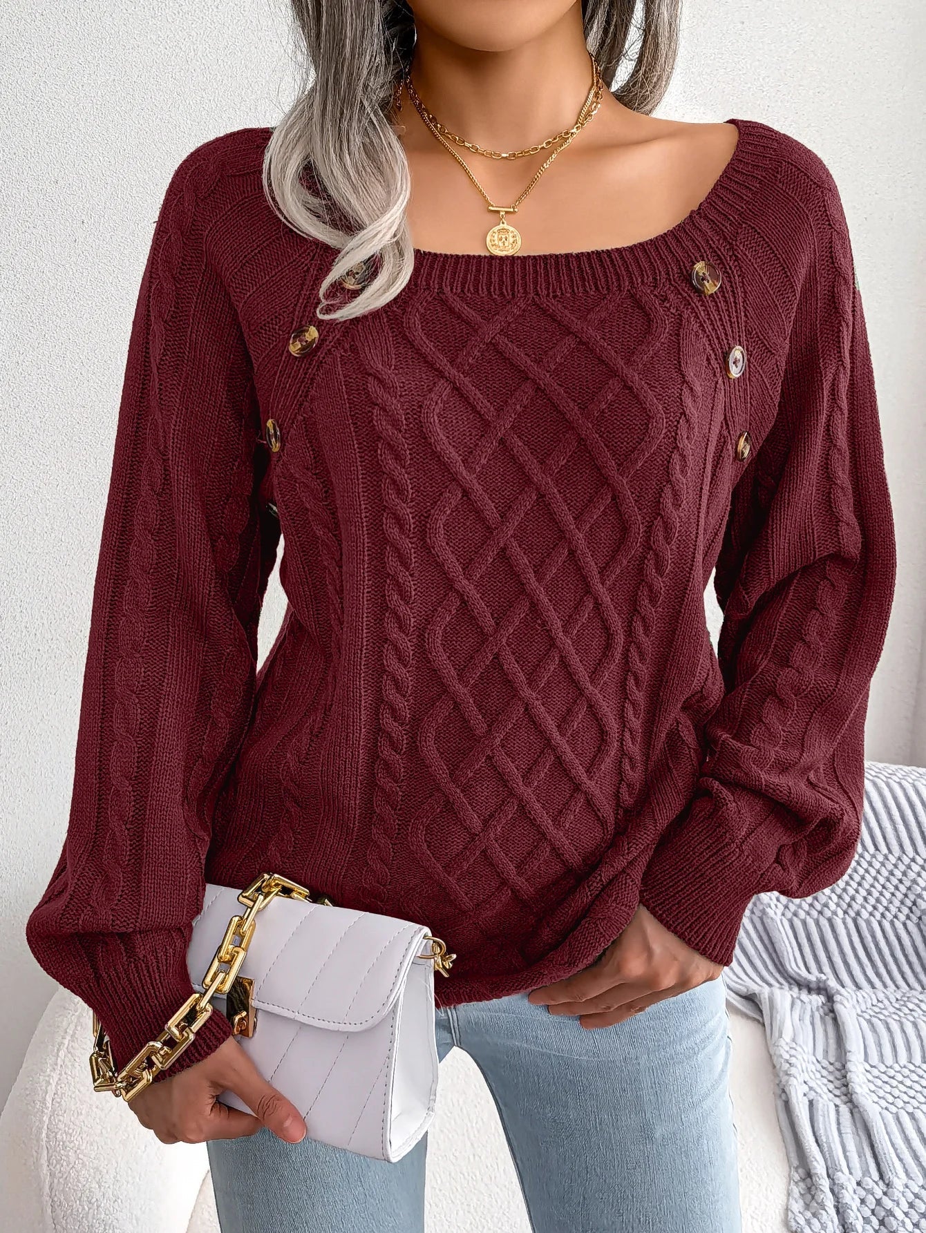 Elena | Cable Knit Sweater - ginlerie 1