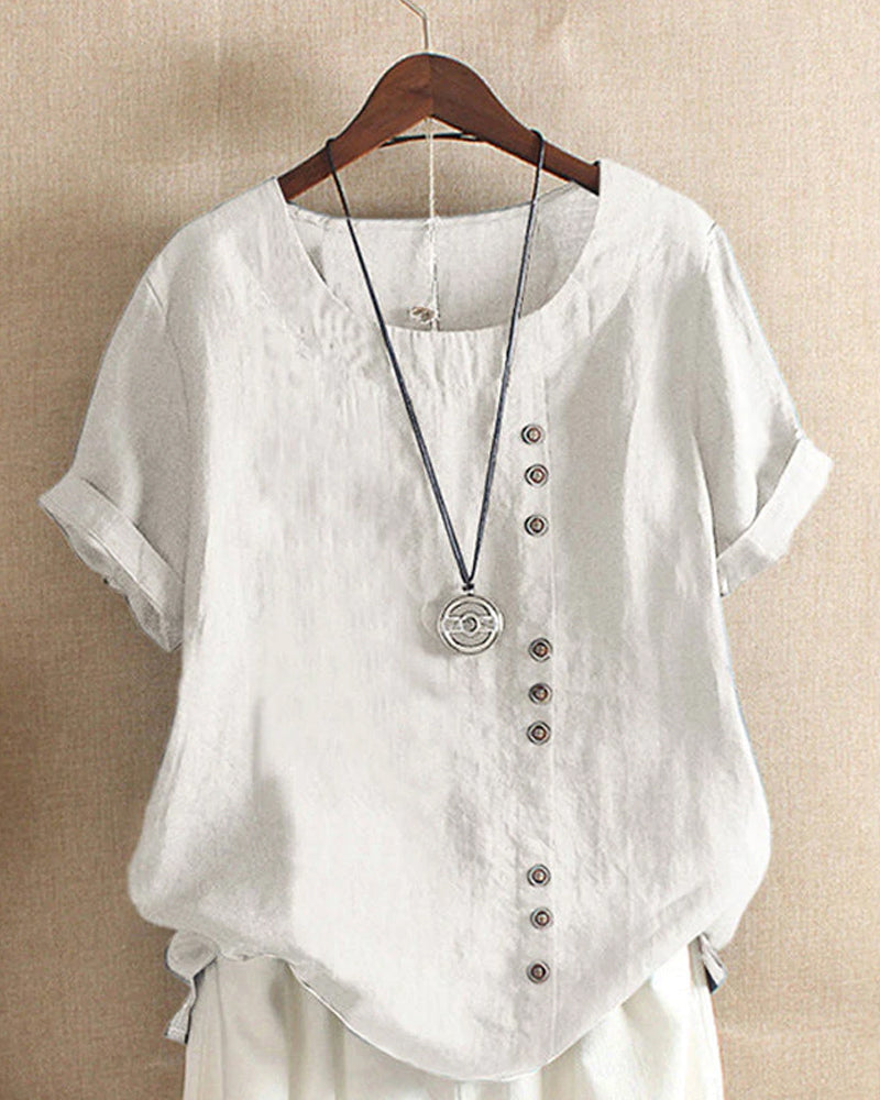 Elena | Casual Button Detail Blouse - ginlerie 1