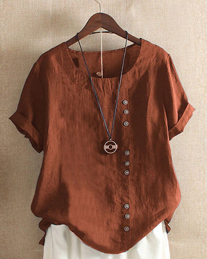 Elena | Casual Button Detail Blouse - ginlerie 2