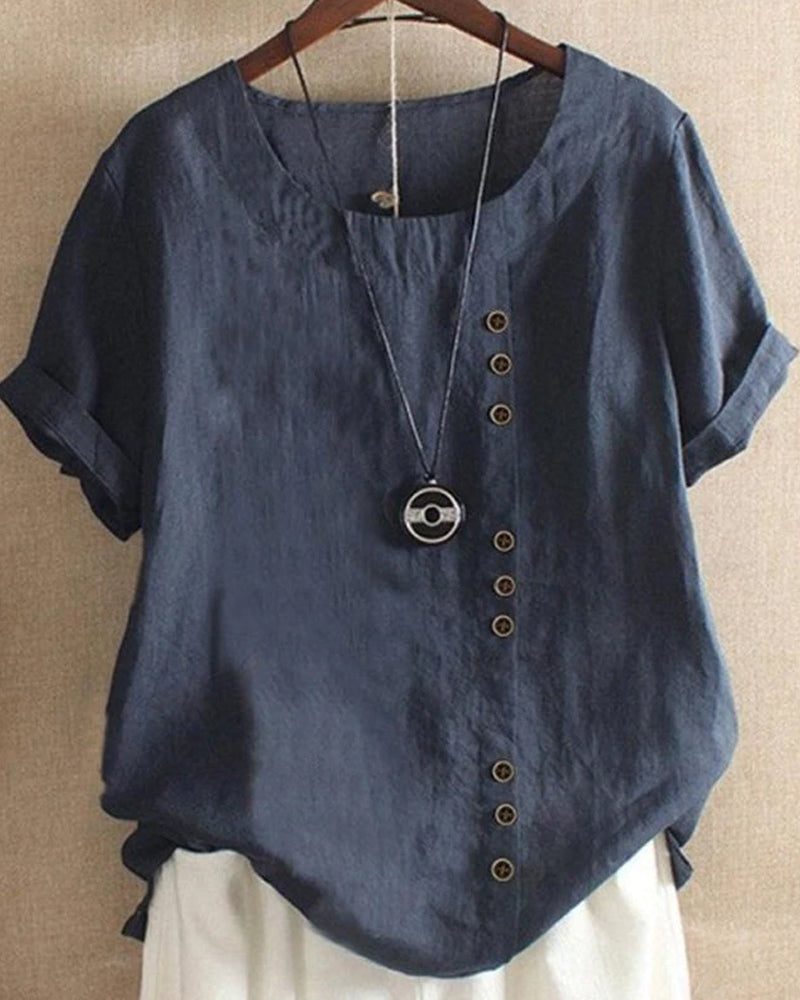Elena | Casual Button Detail Blouse - ginlerie 3