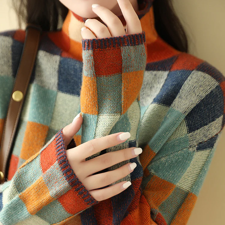 Elena | Checked Relaxed Fit Sweater - ginlerie 5