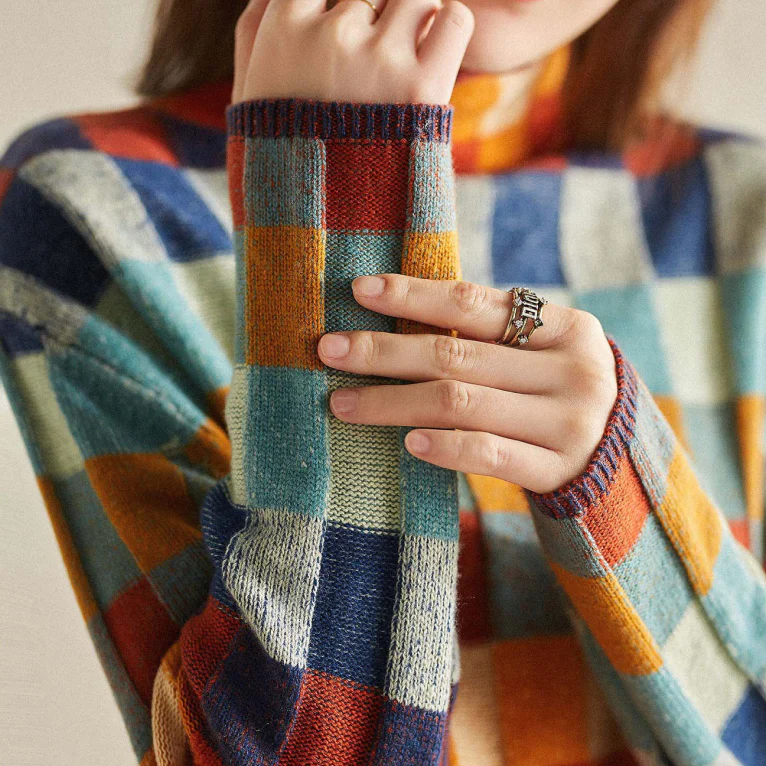 Elena | Checked Relaxed Fit Sweater - ginlerie 6