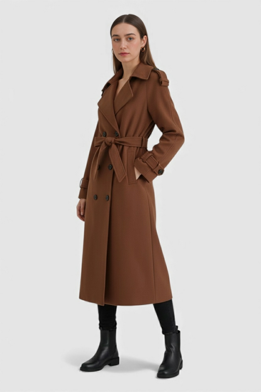 Elena | Chic Brown Winter Coat - ginlerie 2