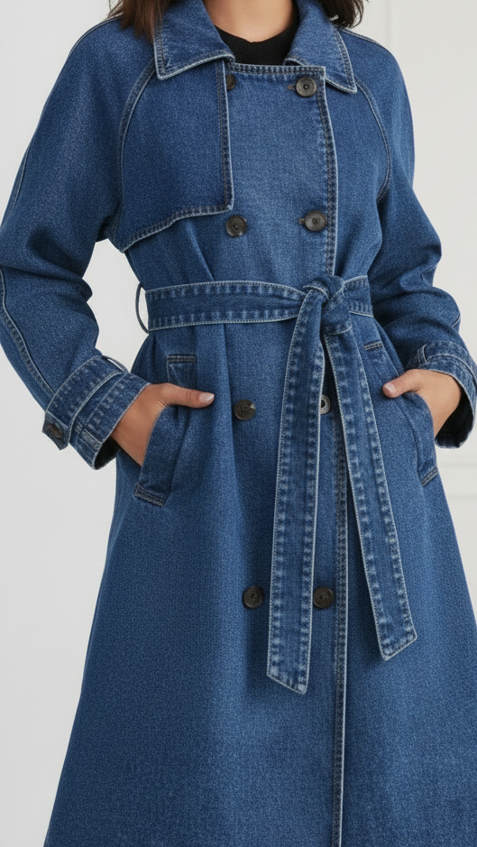 Elena | Denim Trench Coat - ginlerie 1