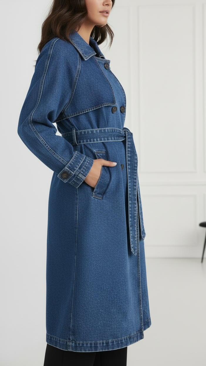Elena | Denim Trench Coat - ginlerie 2