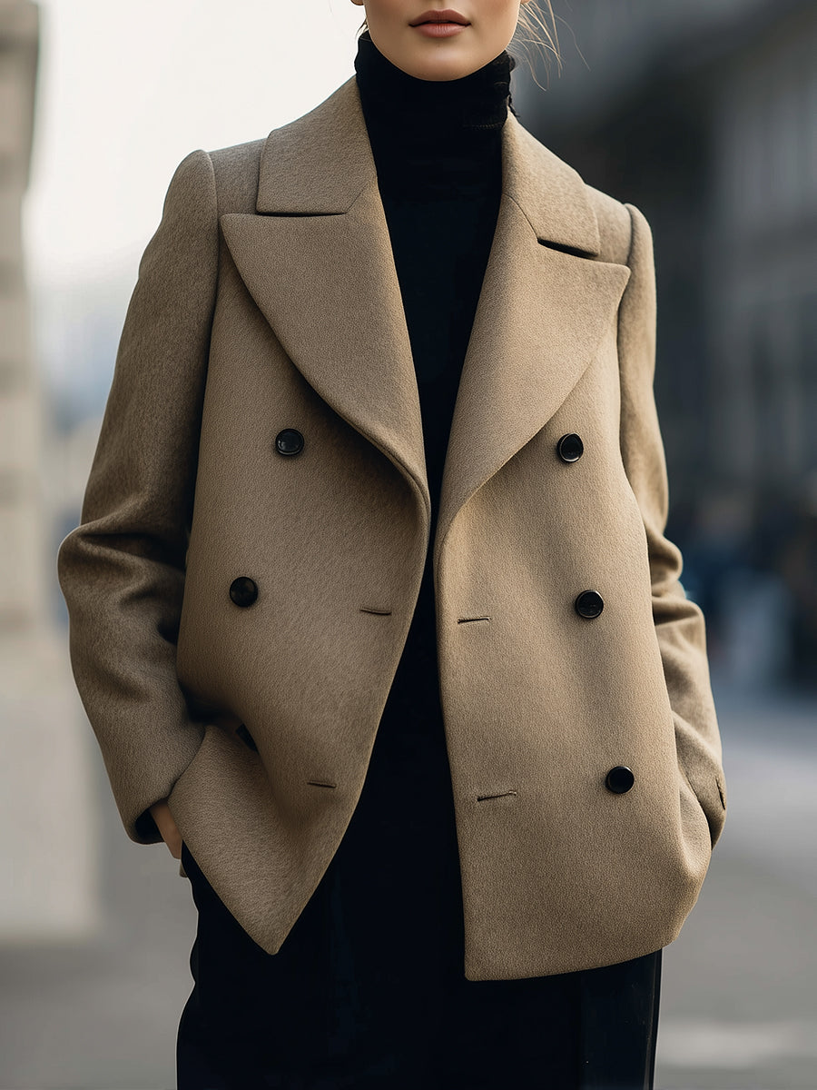 Elena | Double-Breasted Camel Coat - ginlerie 1