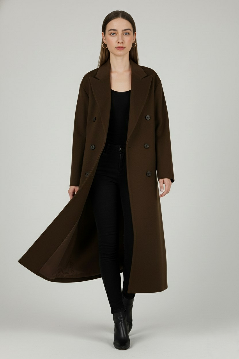 Elena | Elegant Brown Wool Coat - ginlerie 2