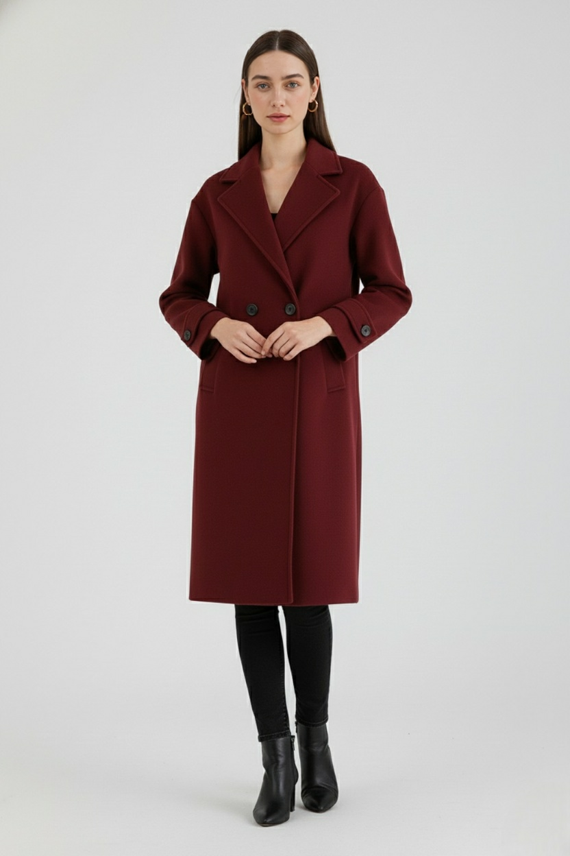 Elena | Elegant Burgundy Coat - ginlerie 2